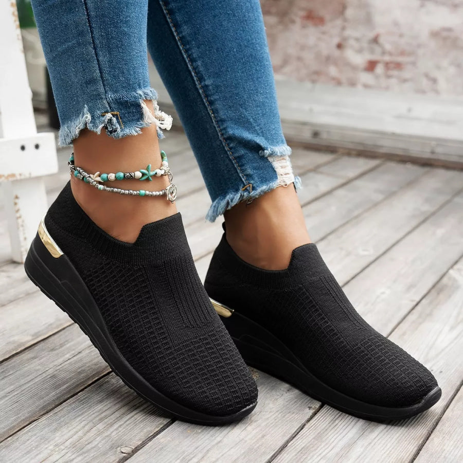 Mesh Round Toe Wedge Athletic Apparel and Accessories