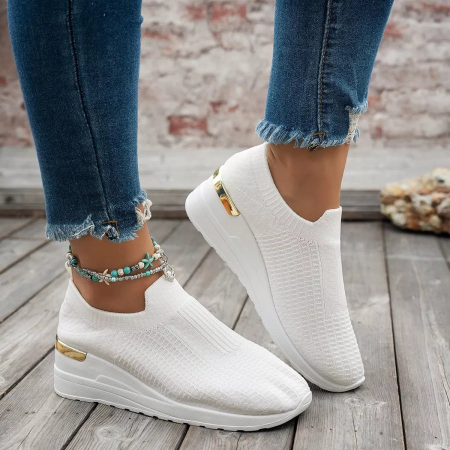 Mesh Round Toe Wedge Athletic Apparel and Accessories