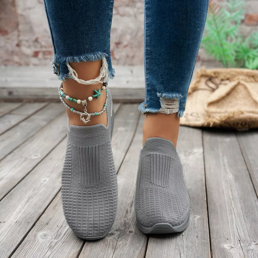 Mesh Round Toe Wedge Athletic Grey / 37 Apparel and Accessories