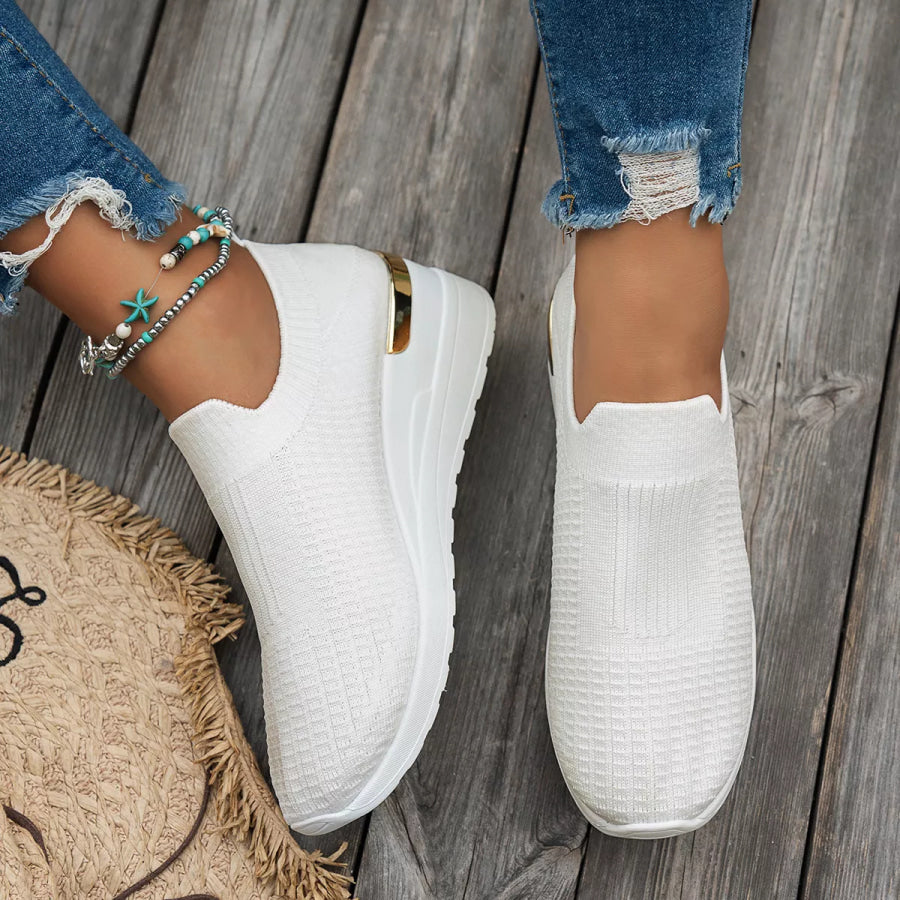 Mesh Round Toe Wedge Athletic White / 37 Apparel and Accessories