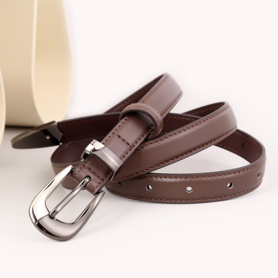 Metal Buckle Belt Brown / One Size Apparel and Accessories