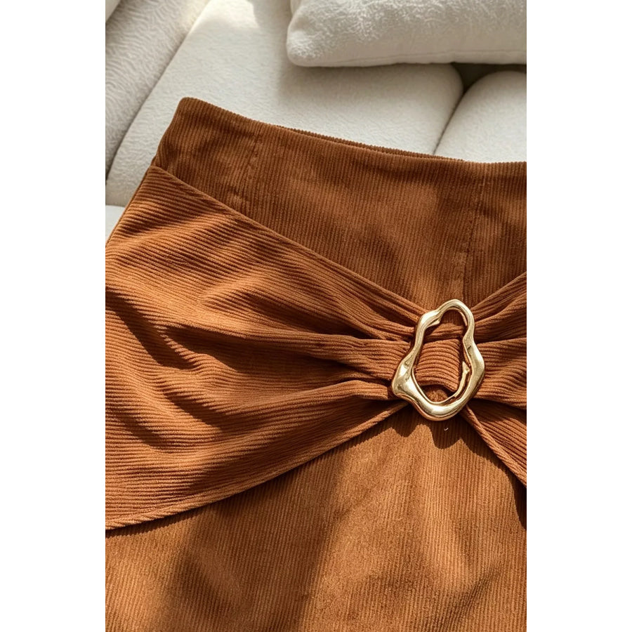 Metal Buckle Detail Mini Skirt Apparel and Accessories