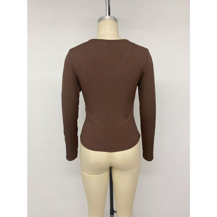 Metal Buckle Detail Surplice T-Shirt Apparel and Accessories
