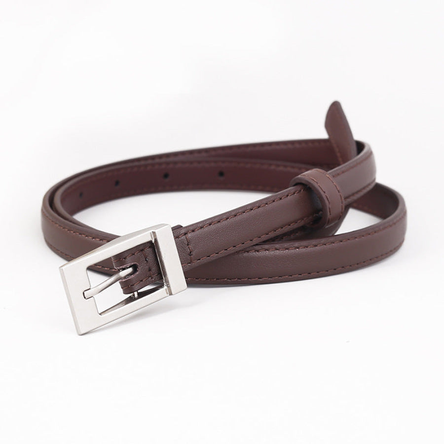 Metal Buckle Leather Belt Brown / One Size Apparel and Accessories