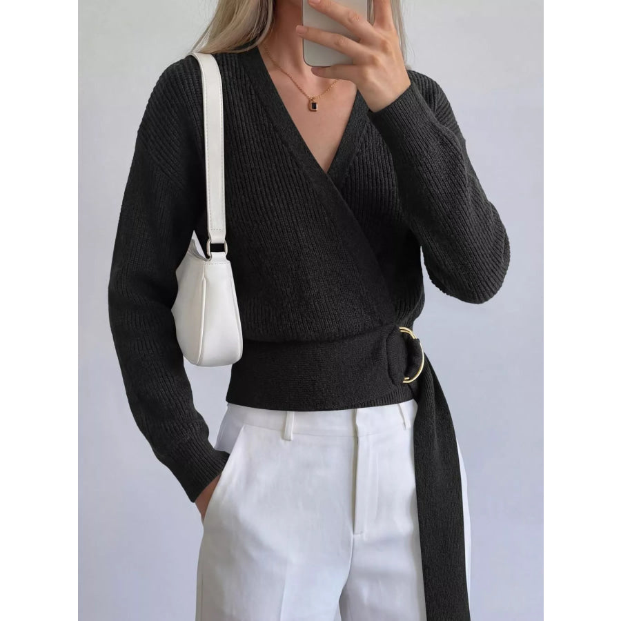 Metal Ring Detail Dropped Shoulder Sweater Apparel and Accessories