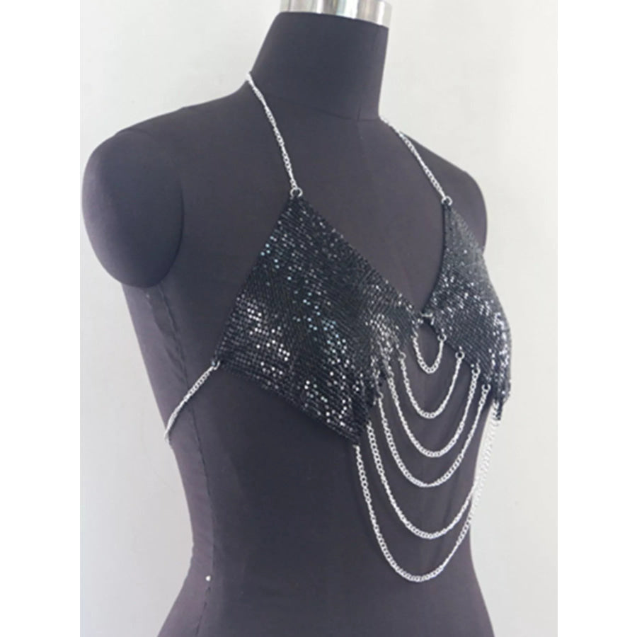 Metallic Chainmail Halter Cami Top Apparel and Accessories
