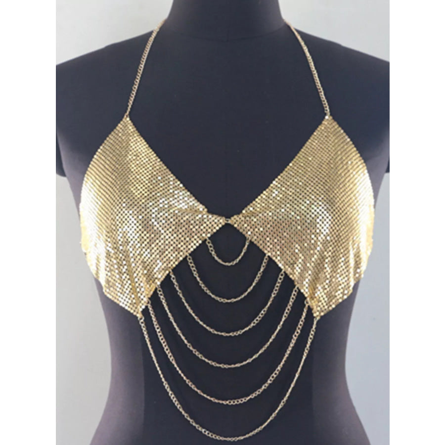 Metallic Chainmail Halter Cami Top Apparel and Accessories