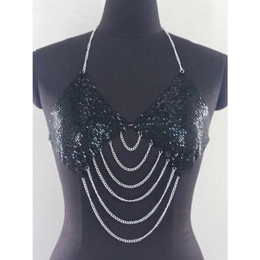 Metallic Chainmail Halter Cami Top Apparel and Accessories