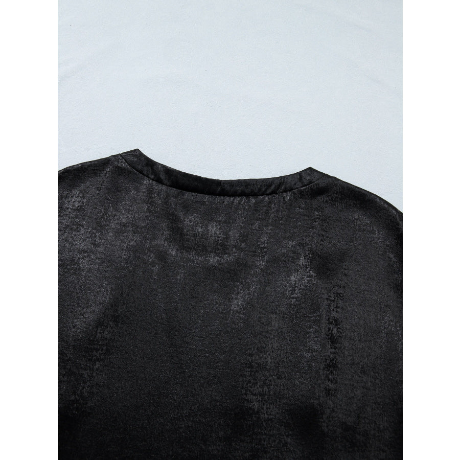 Metallic Round Neck Cap Sleeve Tee Apparel and Accessories