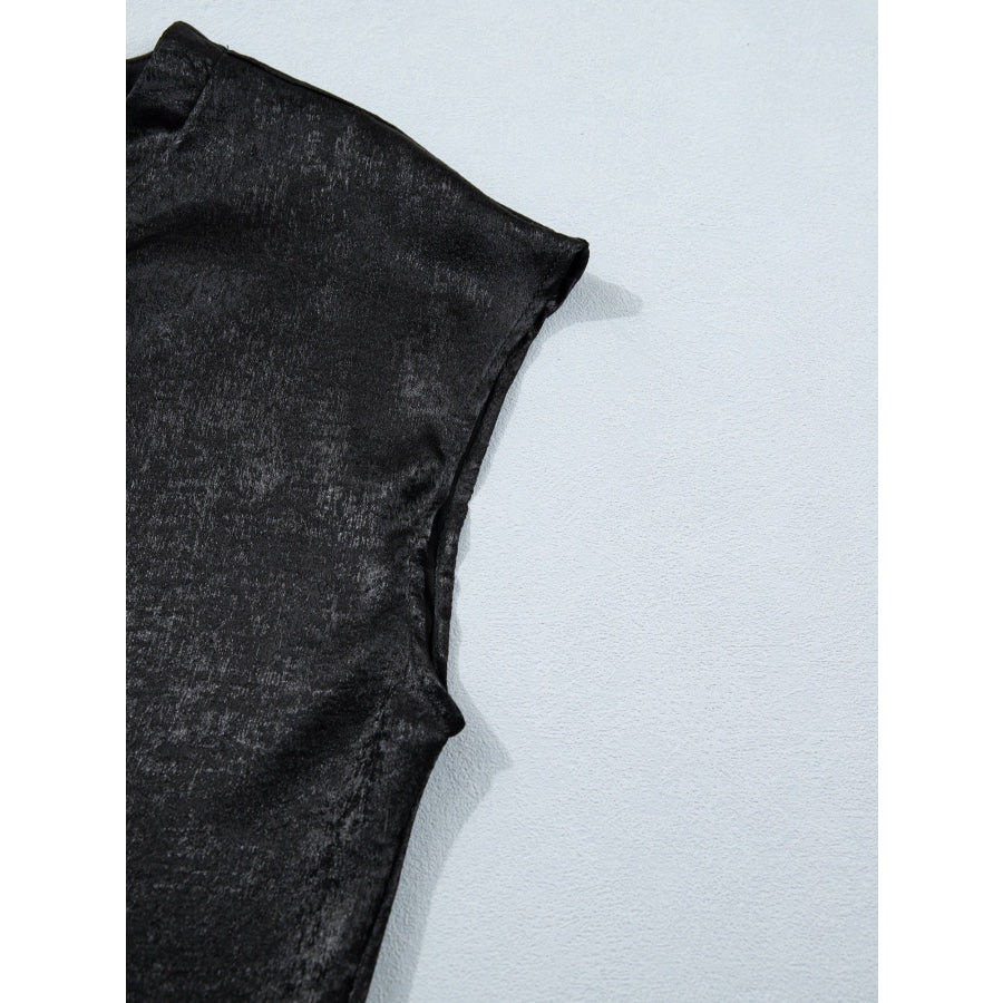 Metallic Round Neck Cap Sleeve Tee Apparel and Accessories