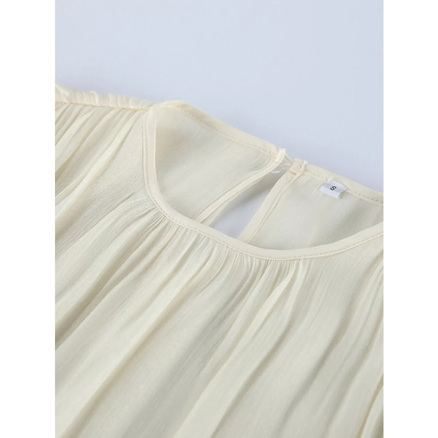 Metallic Sheen Blouse with Tie Detail Apparel and Accessories