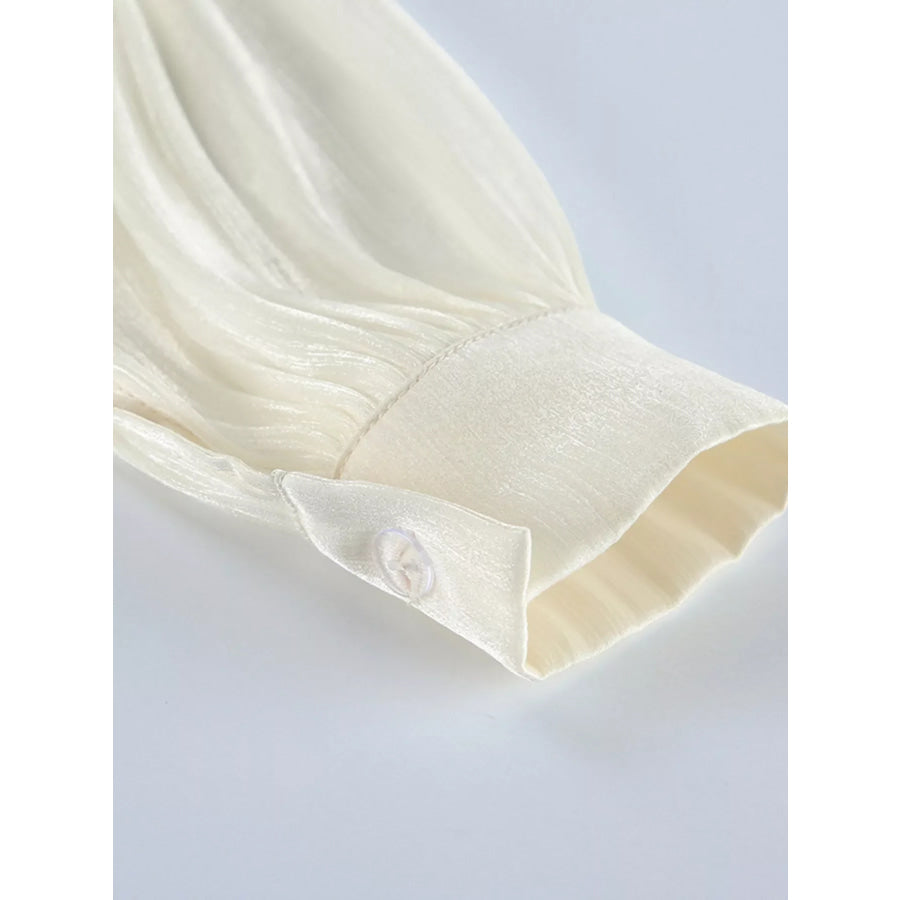 Metallic Sheen Blouse with Tie Detail Apparel and Accessories