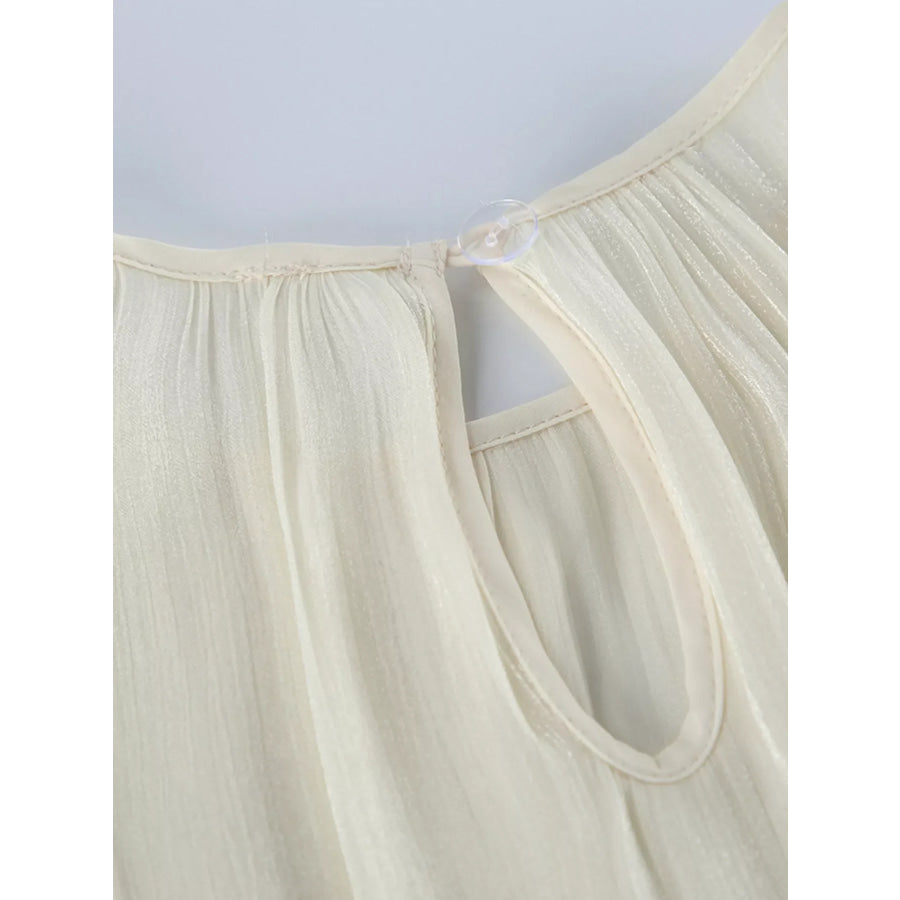 Metallic Sheen Blouse with Tie Detail Apparel and Accessories