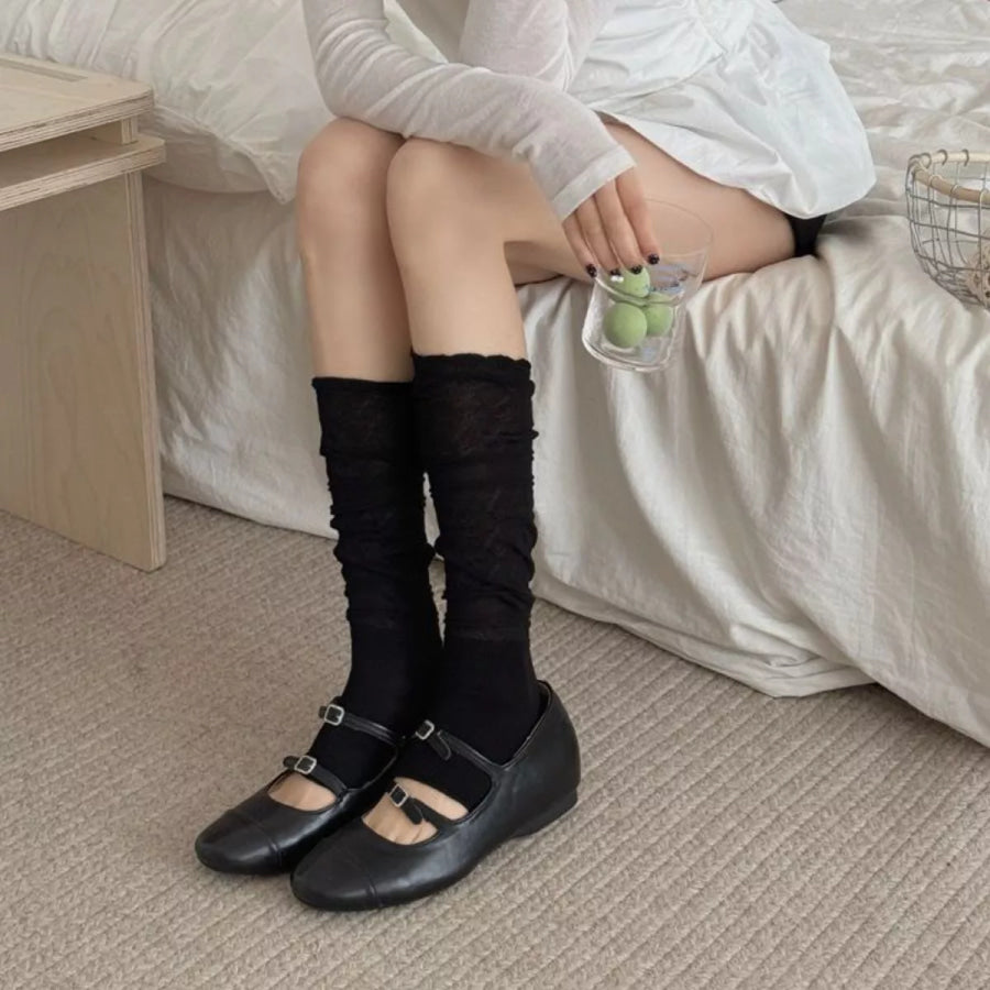 Mid-Calf Stirrup Leg Warmers Black / One Size Apparel and Accessories