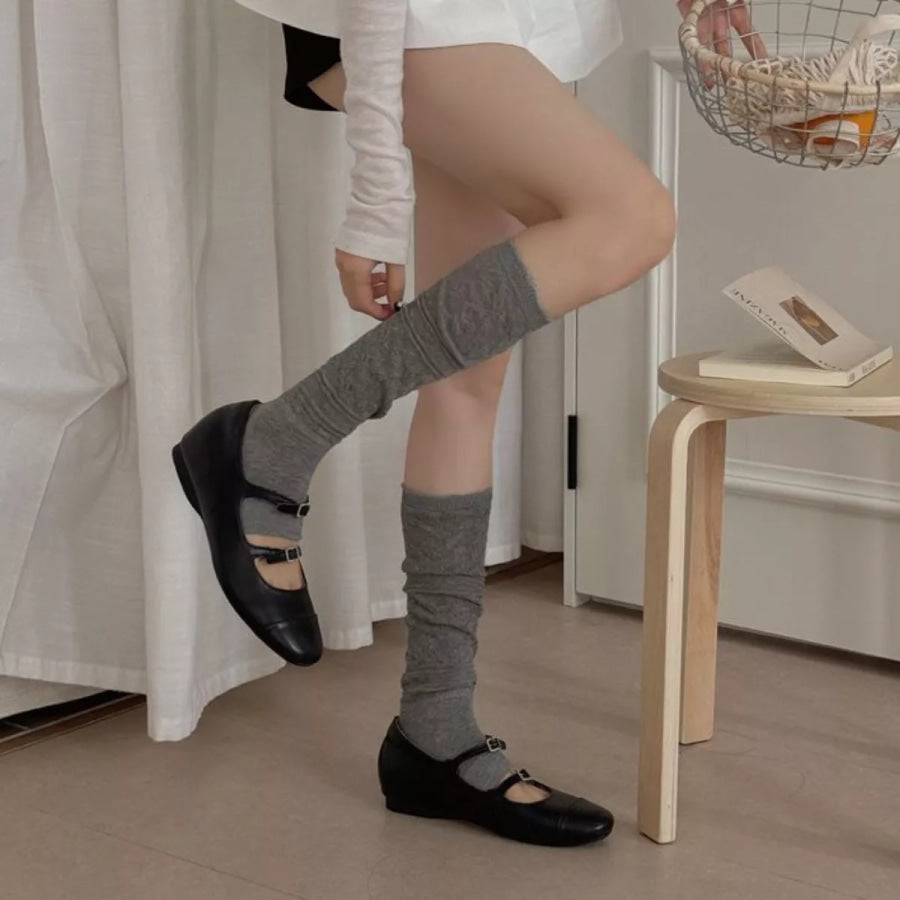 Mid-Calf Stirrup Leg Warmers Medium Gray / One Size Apparel and Accessories