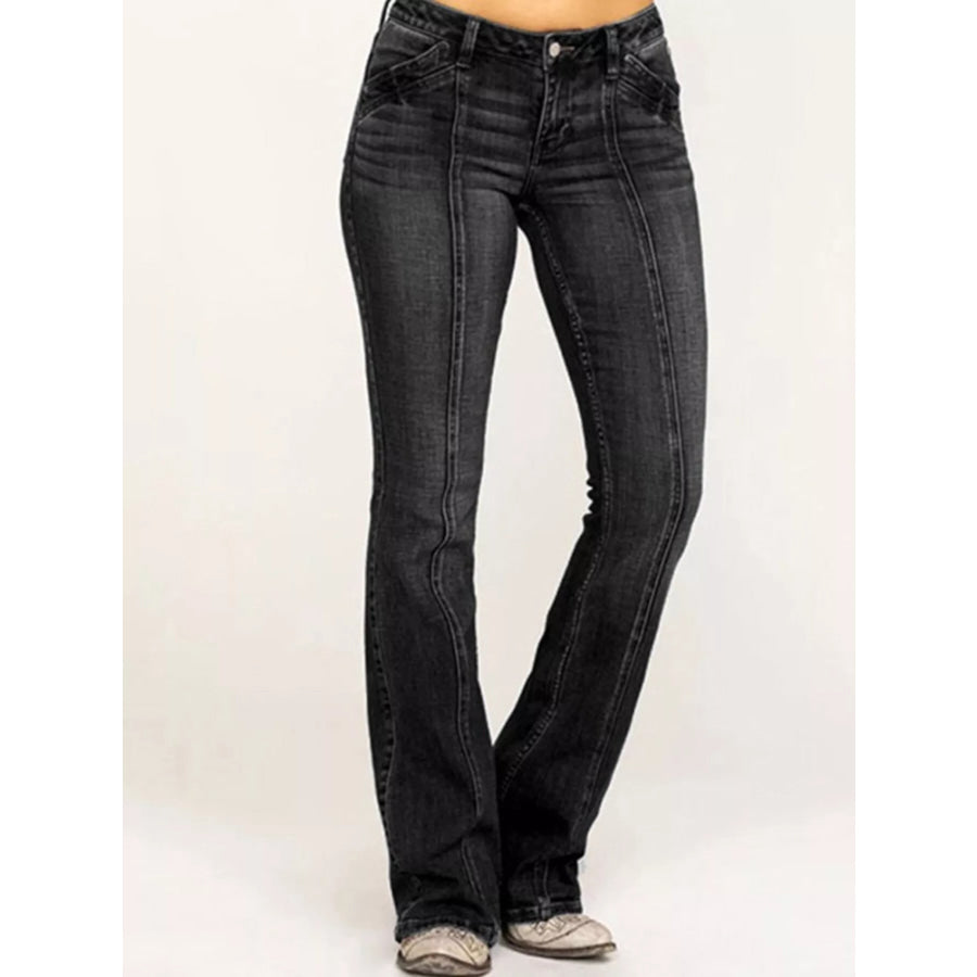 Mid-Rise Bootcut Jeans Black / XS Apparel and Accessories