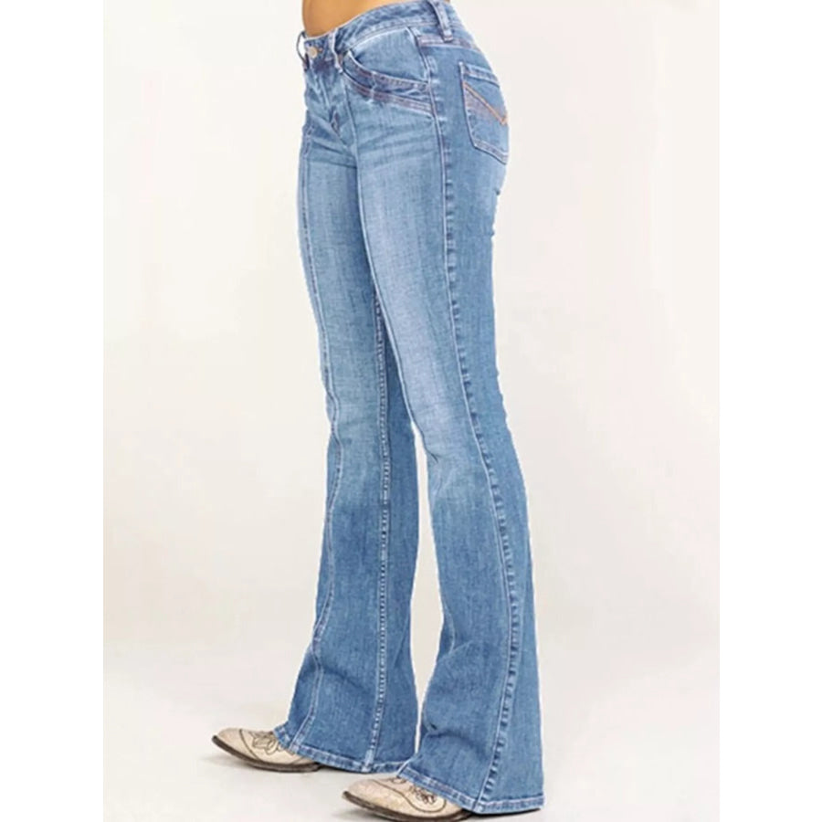 Mid-Rise Bootcut Jeans Light Blue / XS Apparel and Accessories