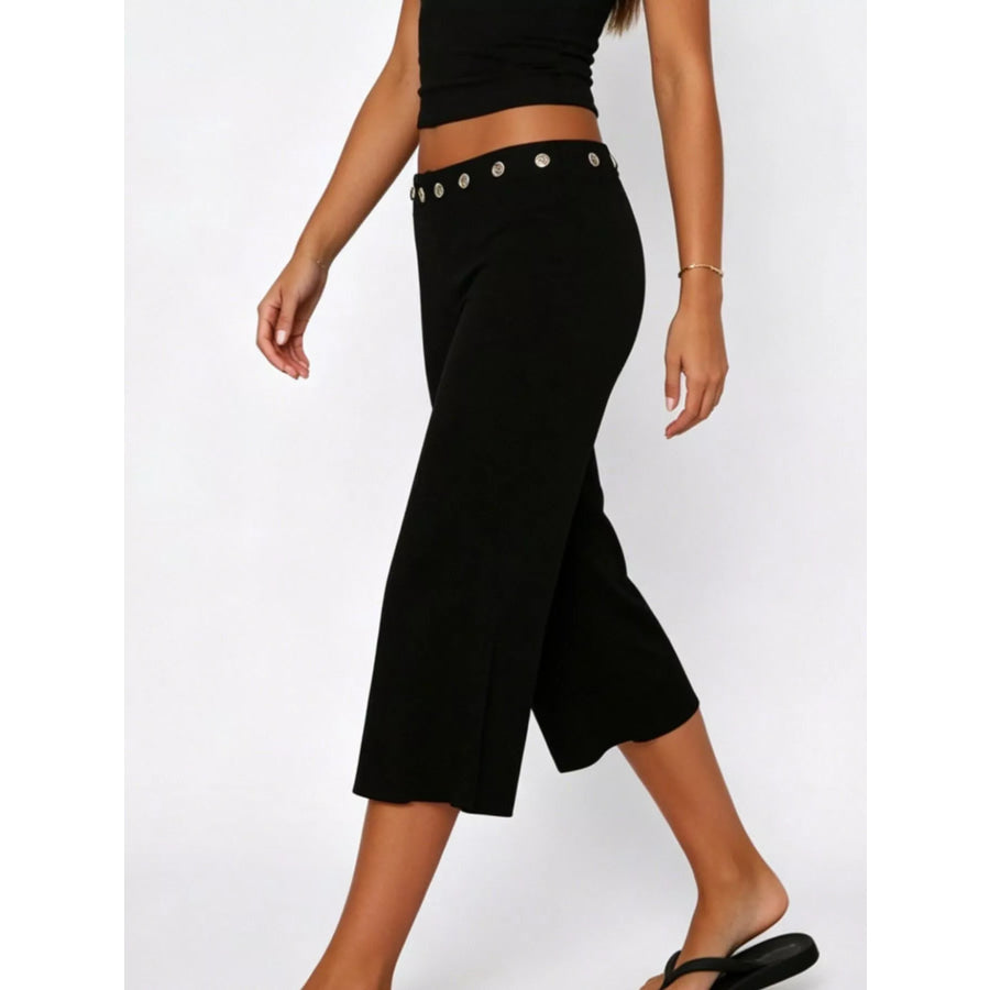 Mid Rise Capris Pants Black / S Apparel and Accessories