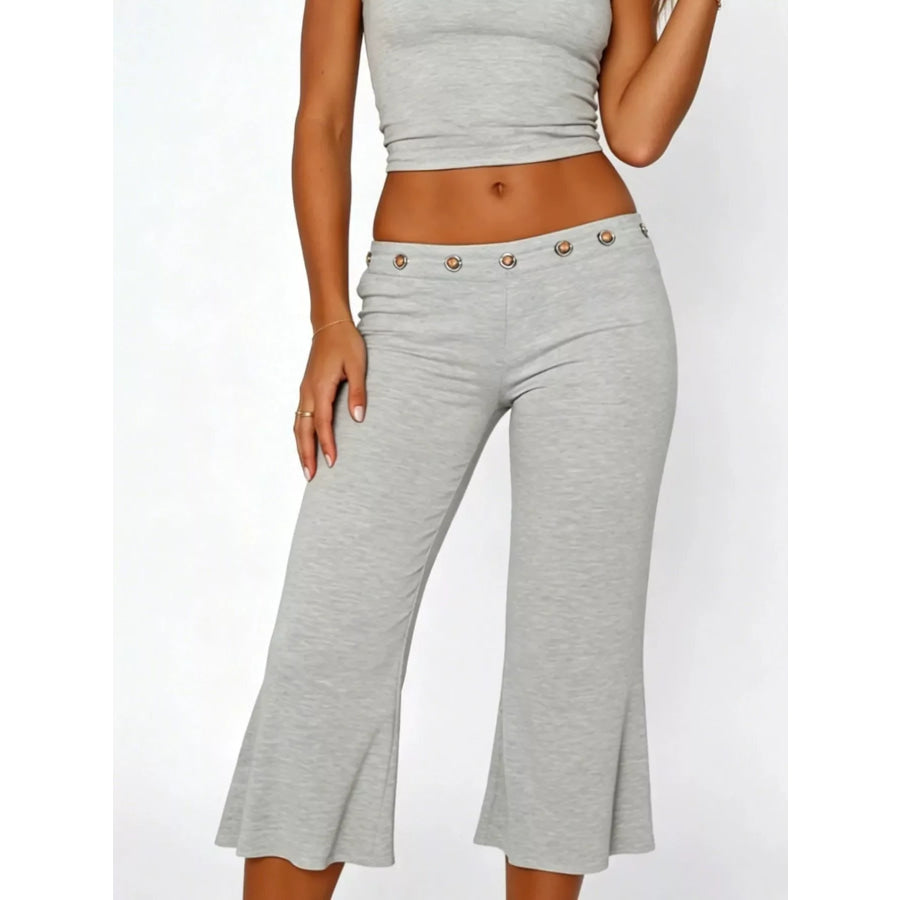 Mid Rise Capris Pants Light Gray / S Apparel and Accessories