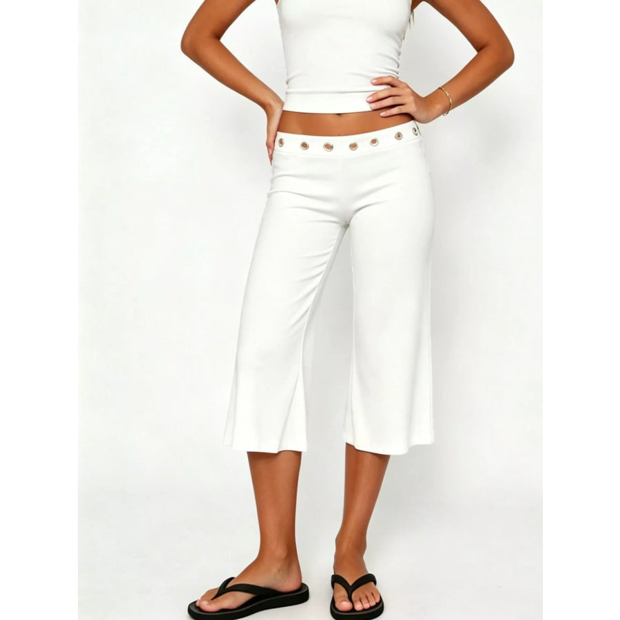 Mid Rise Capris Pants White / S Apparel and Accessories