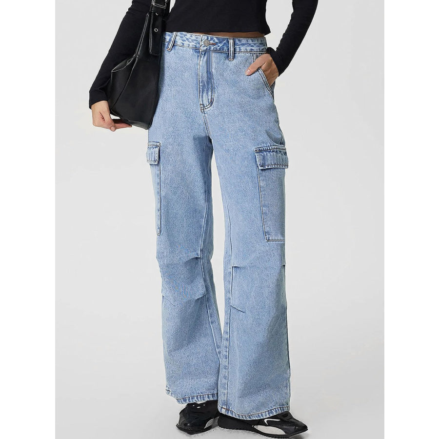 Mid-Rise Waist Jeans with Pockets Light / XS Apparel and Accessories