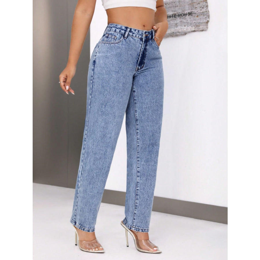 Mid-Rise Waist Jeans with Pockets Medium / S Apparel and Accessories