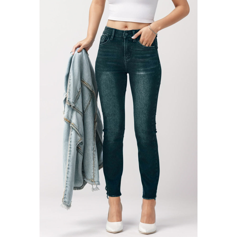 Mid - Rise Waist Skinny Jeans with Pockets Black / S Apparel and Accessories