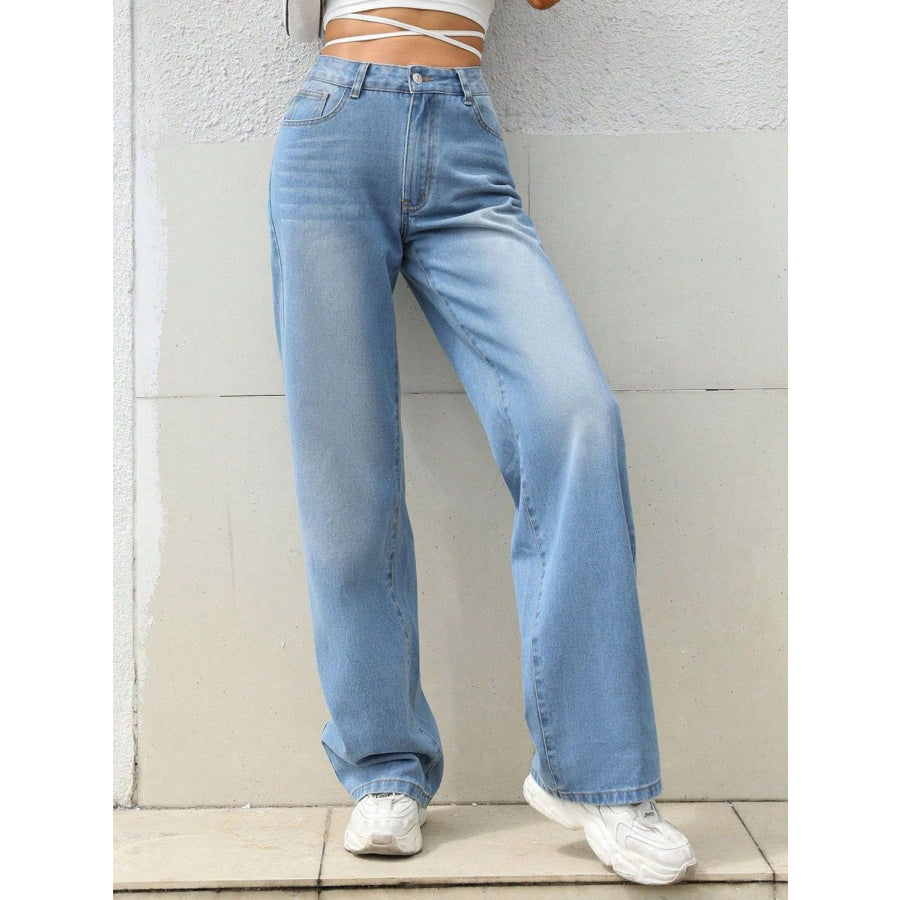 Mid Rise Wide Leg Jeans Apparel and Accessories