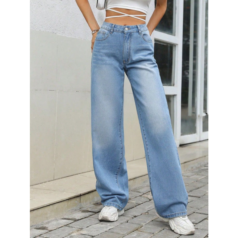 Mid Rise Wide Leg Jeans Apparel and Accessories