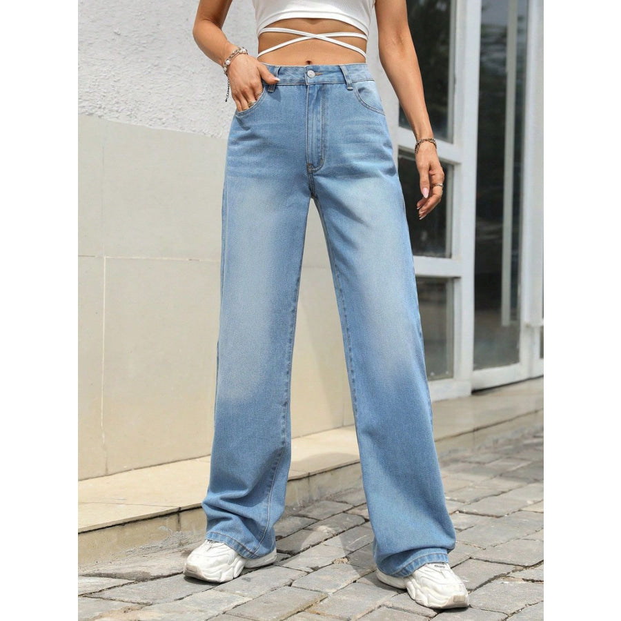 Mid Rise Wide Leg Jeans Light / XS Apparel and Accessories