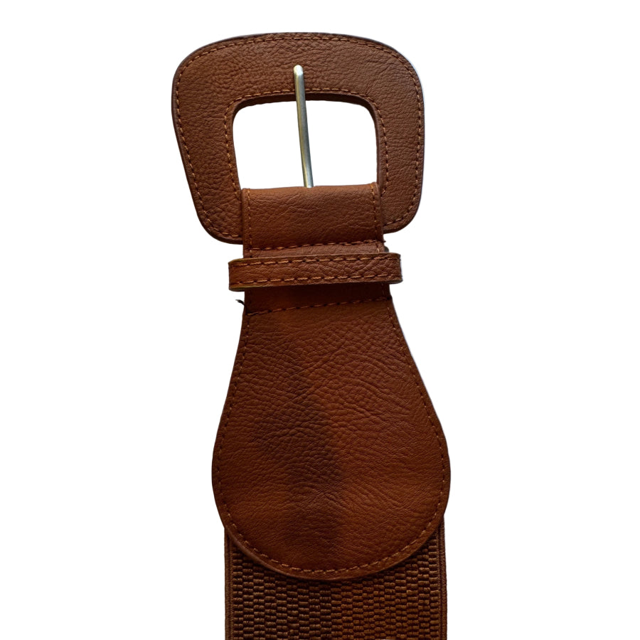 Midi Size Modern Elastic Belt - Brown Brown Belt