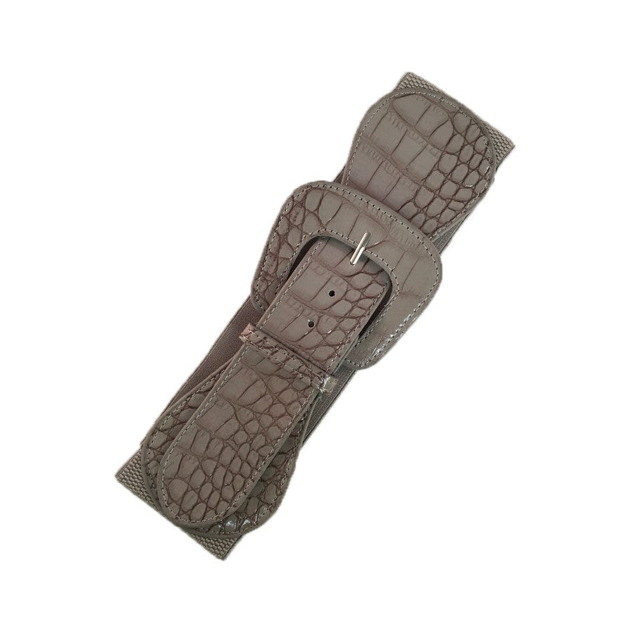 Midi Size Modern Elastic Belt - Grey Croc Grey Croc Belt