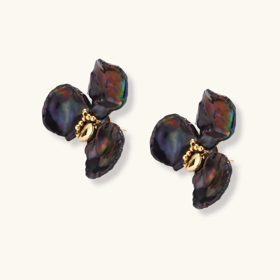 Midnight Bloom Pearl Earrings by Sandee Rain Boutique Earrings