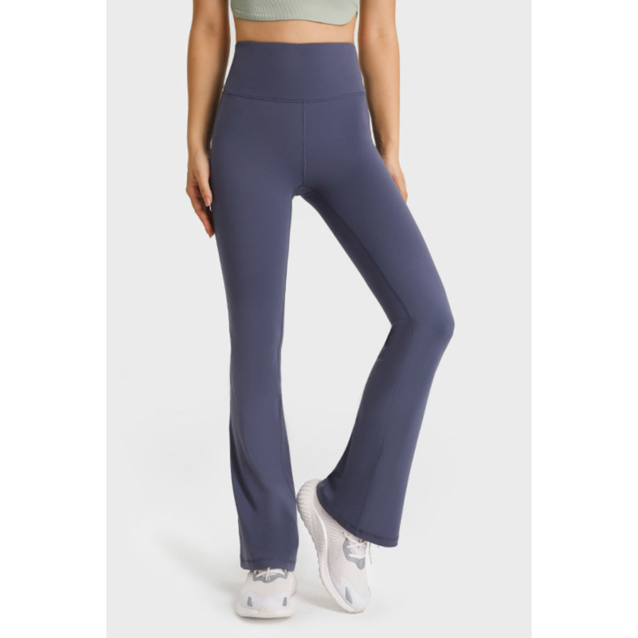 Millennia Elastic Waist Flare Yoga Pants Navy / 4 Apparel and Accessories