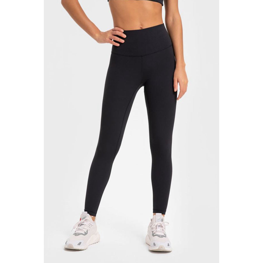 Millennia Highly Stretchy Wide Waistband Yoga Leggings Black / 4 Apparel and Accessories