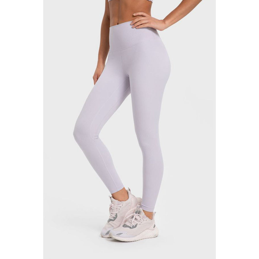 Millennia Highly Stretchy Wide Waistband Yoga Leggings Lilac / 4 Apparel and Accessories