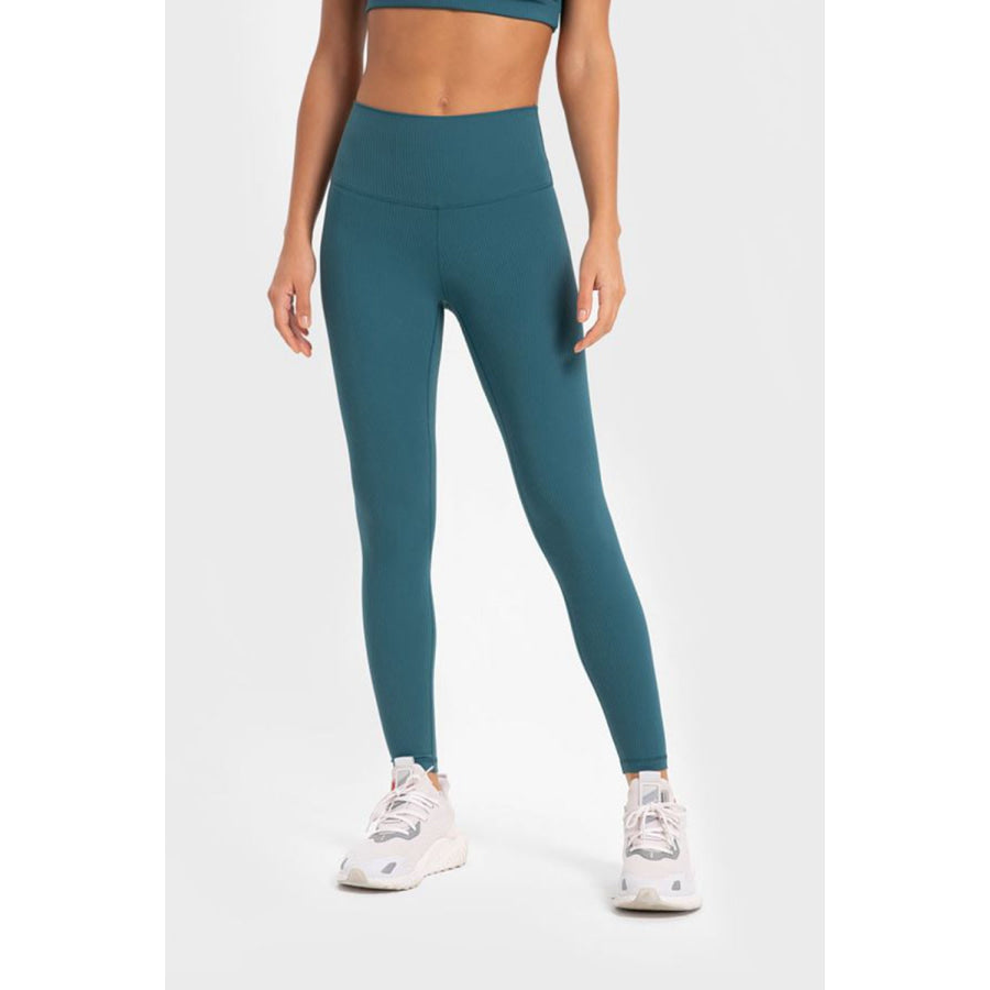 Millennia Highly Stretchy Wide Waistband Yoga Leggings Teal / 4 Apparel and Accessories