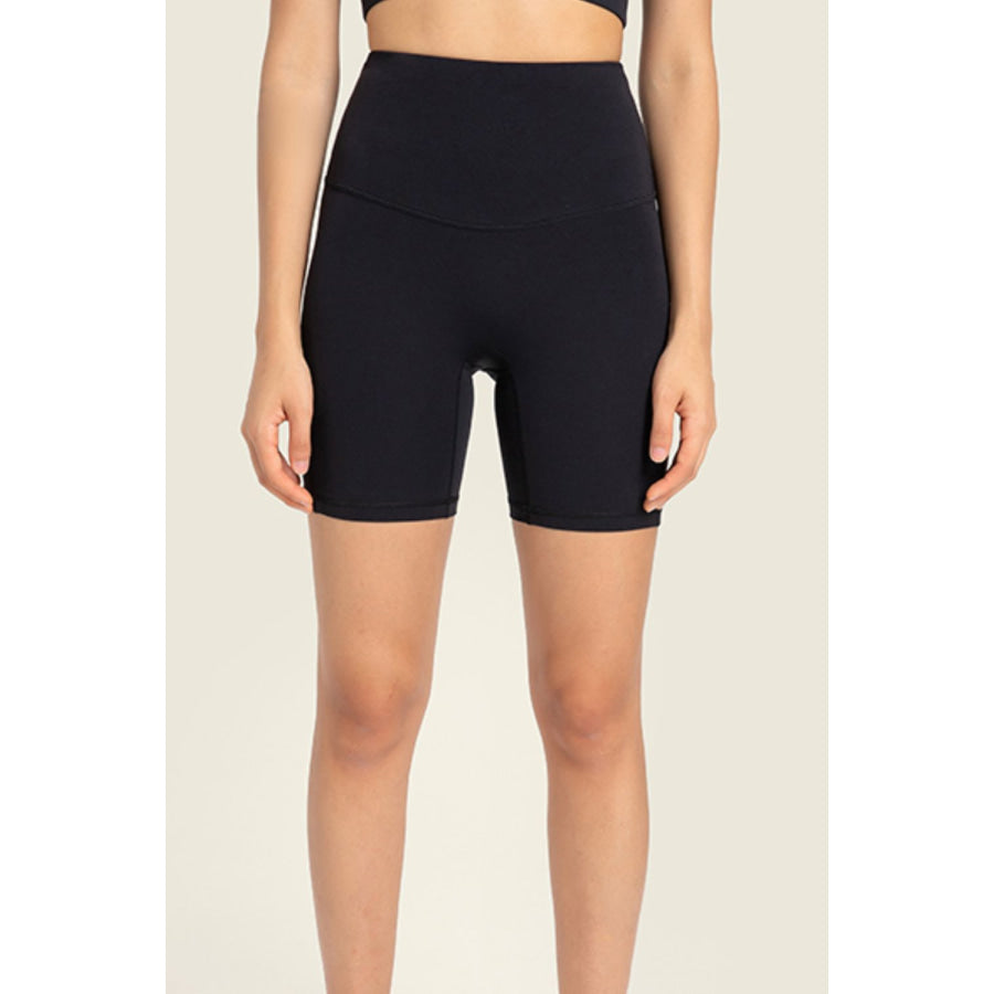 Millennia Seamless High-Rise Wide Waistband Biker Shorts Black / 4 Apparel and Accessories