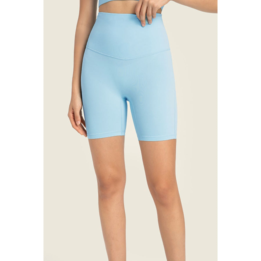 Millennia Seamless High-Rise Wide Waistband Biker Shorts Blue / 4 Apparel and Accessories