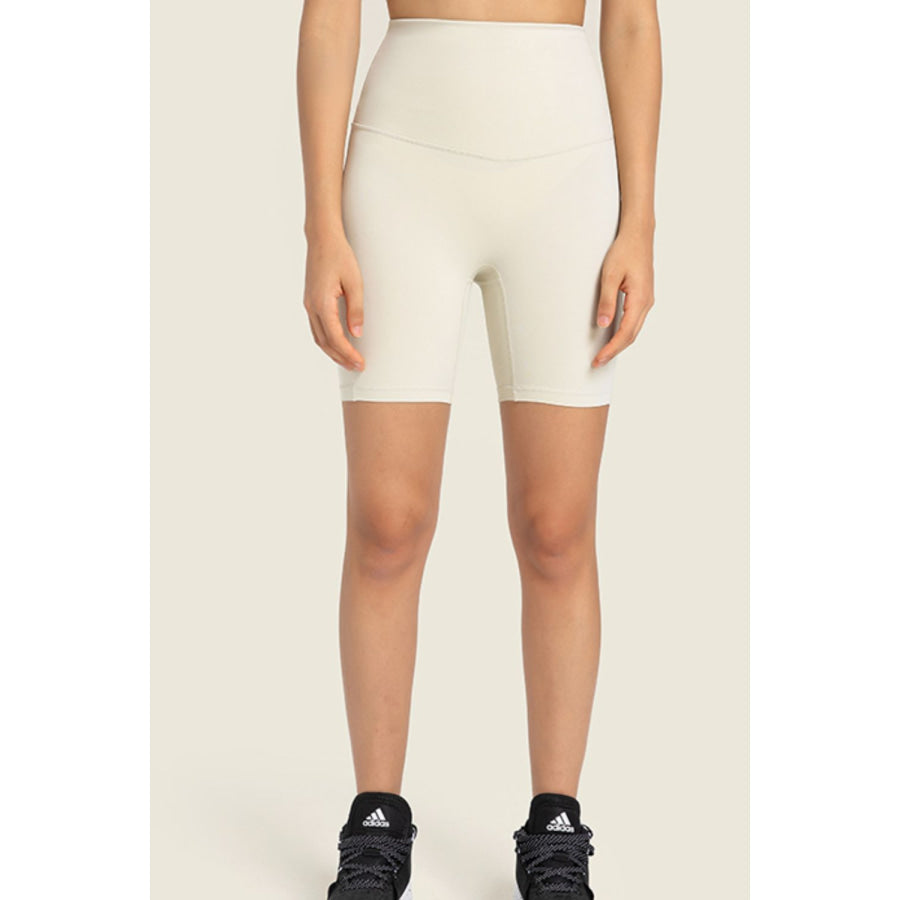 Millennia Seamless High-Rise Wide Waistband Biker Shorts White / 4 Apparel and Accessories