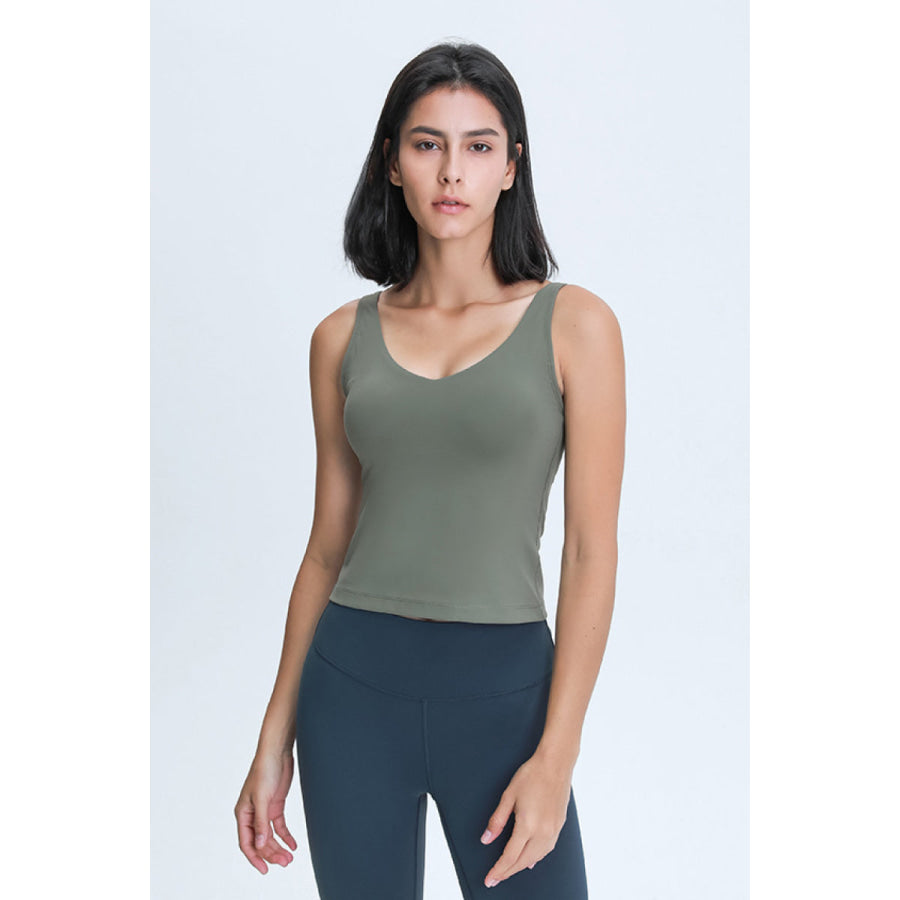 Millennia V Neck Active Tank Olive / 4 Apparel and Accessories