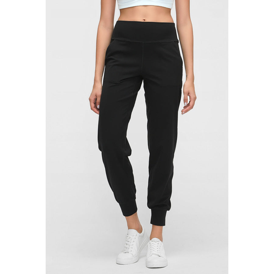 Millennia Wide Waistband Slant Pocket Pants Black / 4 Apparel and Accessories