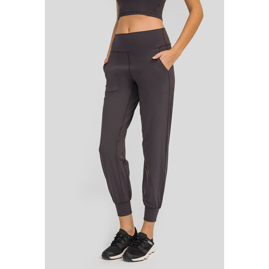 Millennia Wide Waistband Slant Pocket Pants Dark Gray / 4 Apparel and Accessories