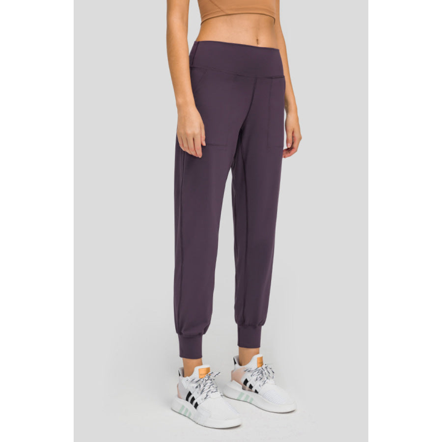 Millennia Wide Waistband Slant Pocket Pants Purple / 4 Apparel and Accessories