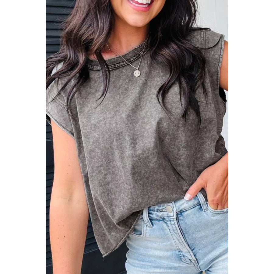 Mineral Wash Boxy Fit Cotton Tank Top Apparel and Accessories