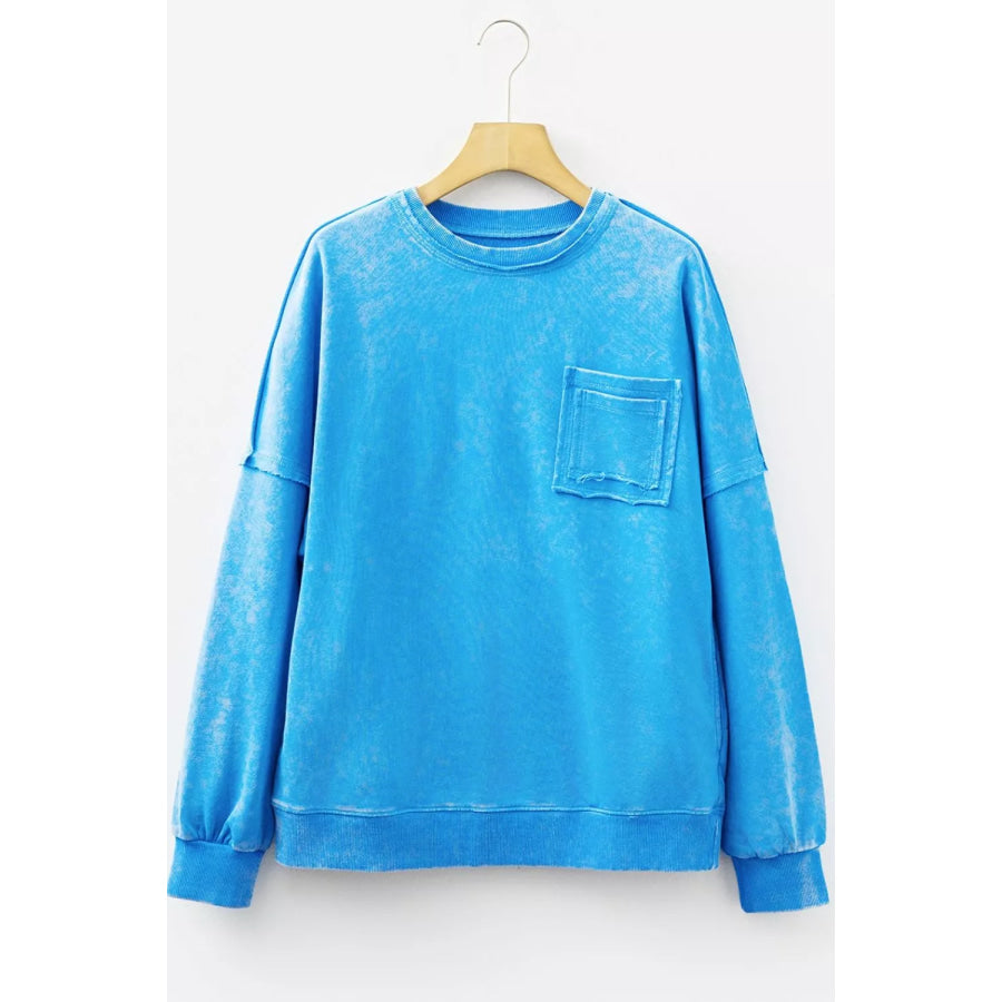 Mineral Wash Oversized Sweatshirt with Chest Pocket Apparel and Accessories