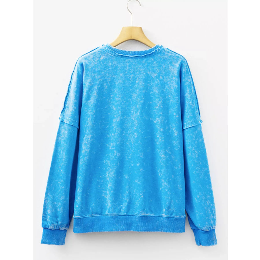 Mineral Wash Raw Seam Double Patched Pocket Sweatshirt Apparel and Accessories