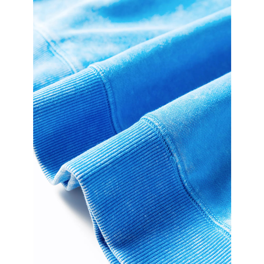 Mineral Wash Raw Seam Double Patched Pocket Sweatshirt Apparel and Accessories