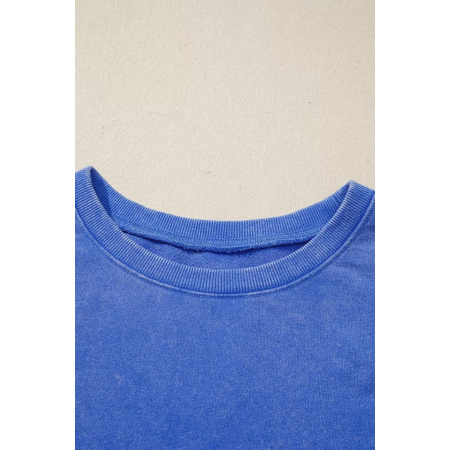 Mineral Wash Split Hem Loose Tunic Sweatshirt Apparel and Accessories