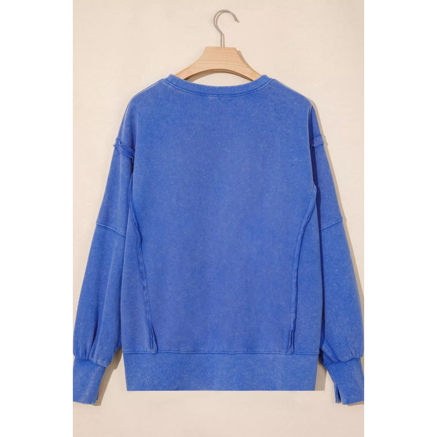 Mineral Wash Split Hem Loose Tunic Sweatshirt Apparel and Accessories